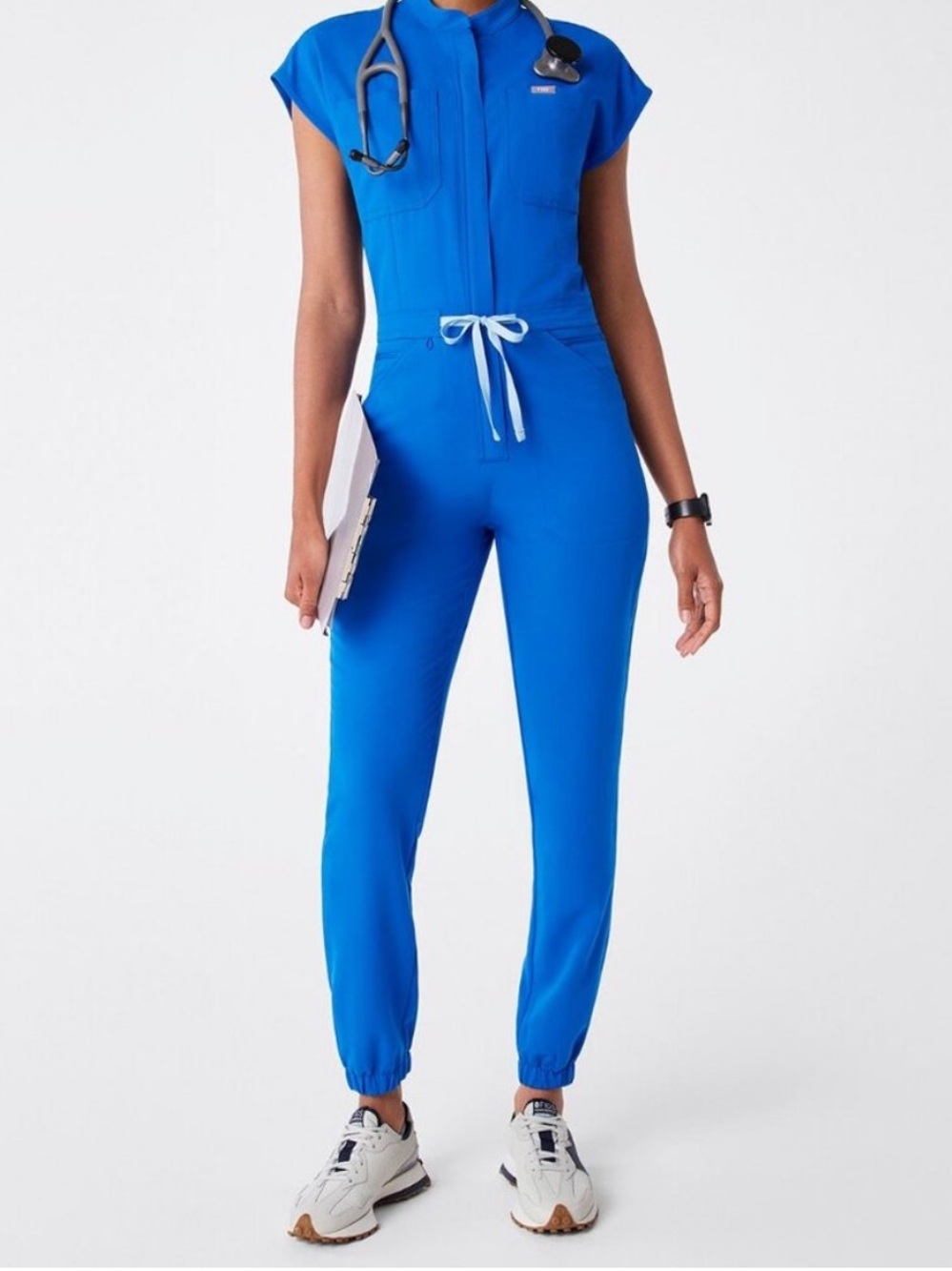 Figs Women’s Rafaela Cargo Jogger Jumpsuit in Blue Size XXS